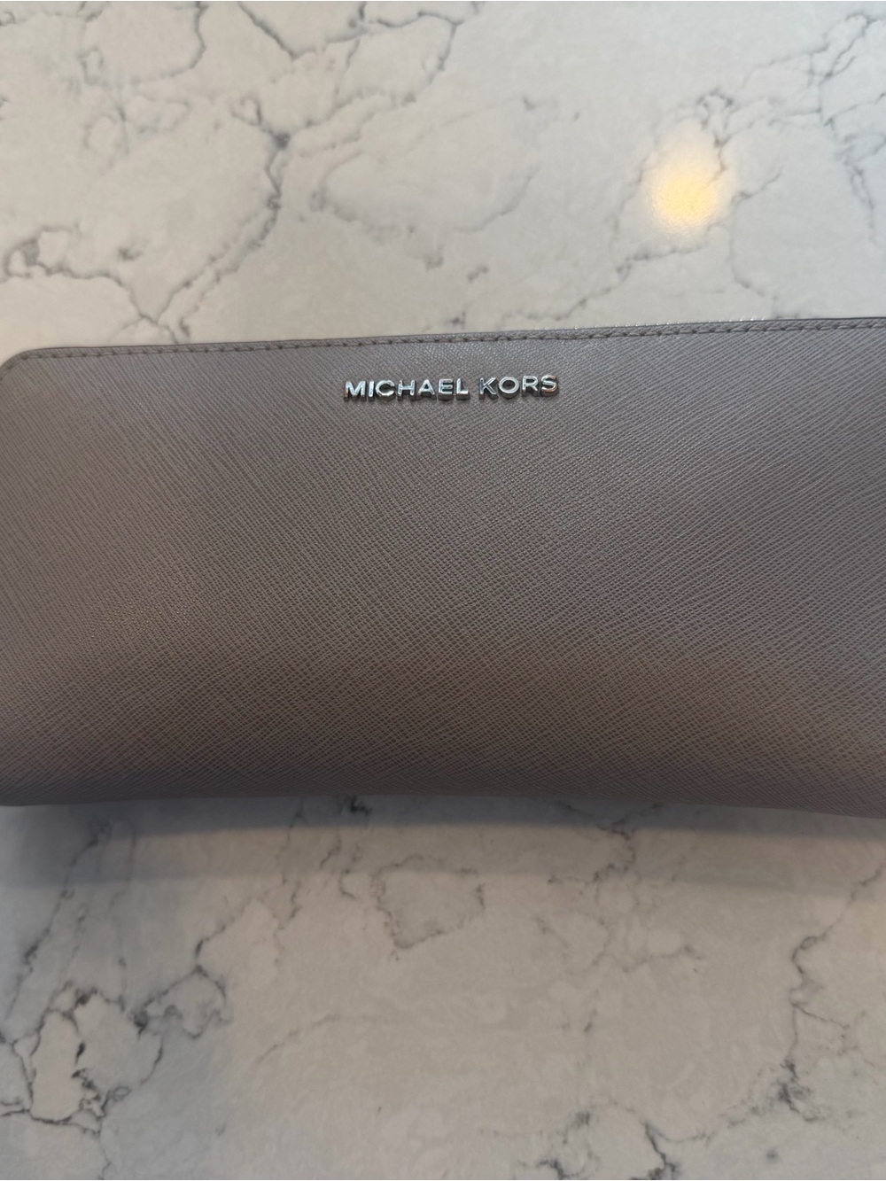 Michael Kors Taupe Saffiano Leather Card Holder Wallet